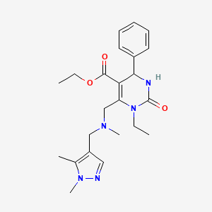 ethyl 6-({[(1,5-dimethyl-1H-pyrazol-4-yl)methyl](methyl)amino}methyl)-1-ethyl-2-oxo-4-phenyl-1,2,3,4-tetrahydropyrimidine-5-carboxylate