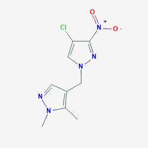 molecular formula C9H10ClN5O2 B10933226 4-chloro-1-[(1,5-dimethyl-1H-pyrazol-4-yl)methyl]-3-nitro-1H-pyrazole 