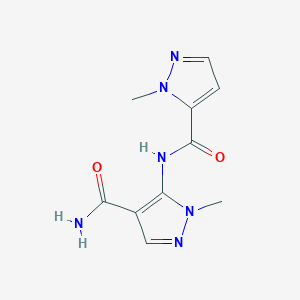 molecular formula C10H12N6O2 B10933232 1-methyl-5-{[(1-methyl-1H-pyrazol-5-yl)carbonyl]amino}-1H-pyrazole-4-carboxamide 