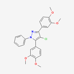 molecular formula C25H23ClN2O4 B10933276 4-chloro-3,5-bis(3,4-dimethoxyphenyl)-1-phenyl-1H-pyrazole 