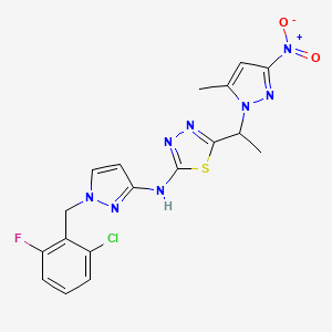 N-[1-(2-chloro-6-fluorobenzyl)-1H-pyrazol-3-yl]-5-[1-(5-methyl-3-nitro-1H-pyrazol-1-yl)ethyl]-1,3,4-thiadiazol-2-amine