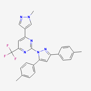 molecular formula C26H21F3N6 B10933291 2-[3,5-bis(4-methylphenyl)-1H-pyrazol-1-yl]-4-(1-methyl-1H-pyrazol-4-yl)-6-(trifluoromethyl)pyrimidine CAS No. 1006341-10-1