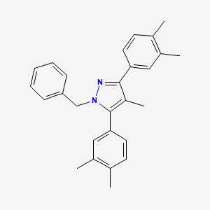 molecular formula C27H28N2 B10933312 1-benzyl-3,5-bis(3,4-dimethylphenyl)-4-methyl-1H-pyrazole 