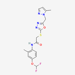 N-[4-(difluoromethoxy)-2-methylphenyl]-2-({5-[(5-methyl-1H-pyrazol-1-yl)methyl]-1,3,4-oxadiazol-2-yl}sulfanyl)acetamide