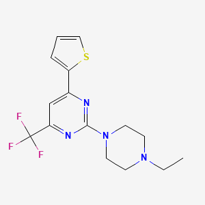 molecular formula C15H17F3N4S B10933353 2-(4-Ethylpiperazin-1-yl)-4-(thiophen-2-yl)-6-(trifluoromethyl)pyrimidine 