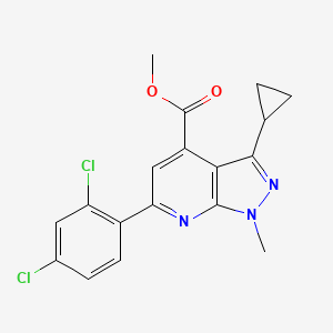 molecular formula C18H15Cl2N3O2 B10933376 methyl 3-cyclopropyl-6-(2,4-dichlorophenyl)-1-methyl-1H-pyrazolo[3,4-b]pyridine-4-carboxylate 