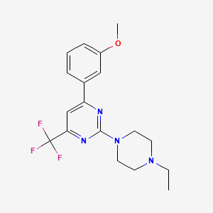 molecular formula C18H21F3N4O B10933415 2-(4-Ethylpiperazin-1-yl)-4-(3-methoxyphenyl)-6-(trifluoromethyl)pyrimidine 