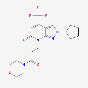 molecular formula C19H23F3N4O3 B10933430 2-cyclopentyl-7-[3-(morpholin-4-yl)-3-oxopropyl]-4-(trifluoromethyl)-2,7-dihydro-6H-pyrazolo[3,4-b]pyridin-6-one 