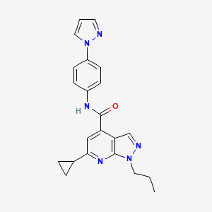 molecular formula C22H22N6O B10933461 6-cyclopropyl-1-propyl-N-[4-(1H-pyrazol-1-yl)phenyl]-1H-pyrazolo[3,4-b]pyridine-4-carboxamide 