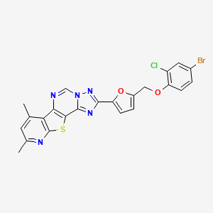 molecular formula C23H15BrClN5O2S B10933464 4-[5-[(4-bromo-2-chlorophenoxy)methyl]furan-2-yl]-11,13-dimethyl-16-thia-3,5,6,8,14-pentazatetracyclo[7.7.0.02,6.010,15]hexadeca-1(9),2,4,7,10(15),11,13-heptaene 