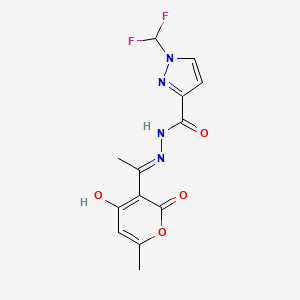 molecular formula C13H12F2N4O4 B10933471 1-(difluoromethyl)-N'-[(1E)-1-(6-methyl-2,4-dioxo-2H-pyran-3(4H)-ylidene)ethyl]-1H-pyrazole-3-carbohydrazide 