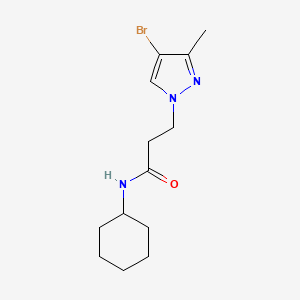 molecular formula C13H20BrN3O B10933479 3-(4-bromo-3-methyl-1H-pyrazol-1-yl)-N-cyclohexylpropanamide 