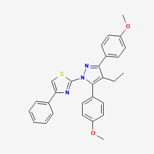 2-[4-ethyl-3,5-bis(4-methoxyphenyl)-1H-pyrazol-1-yl]-4-phenyl-1,3-thiazole