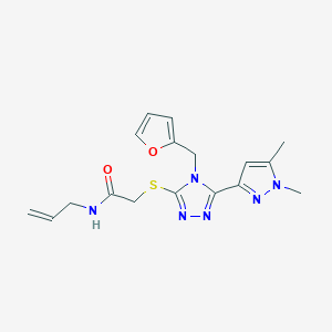 molecular formula C17H20N6O2S B10933541 2-({5-(1,5-Dimethyl-1H-pyrazol-3-yl)-4-[(furan-2-yl)methyl]-4H-1,2,4-triazol-3-yl}sulfanyl)-N-(prop-2-en-1-yl)acetamide CAS No. 7168-12-9