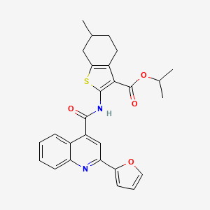 molecular formula C27H26N2O4S B10933549 Propan-2-yl 2-({[2-(furan-2-yl)quinolin-4-yl]carbonyl}amino)-6-methyl-4,5,6,7-tetrahydro-1-benzothiophene-3-carboxylate 