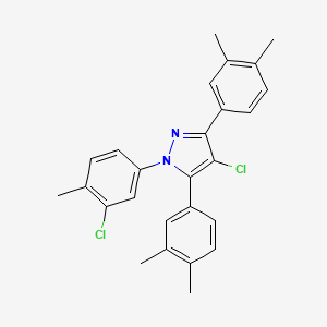 4-chloro-1-(3-chloro-4-methylphenyl)-3,5-bis(3,4-dimethylphenyl)-1H-pyrazole