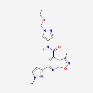 molecular formula C19H21N7O3 B10933627 N-[1-(ethoxymethyl)-1H-pyrazol-4-yl]-6-(1-ethyl-1H-pyrazol-3-yl)-3-methyl[1,2]oxazolo[5,4-b]pyridine-4-carboxamide 