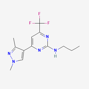 molecular formula C13H16F3N5 B10933632 4-(1,3-dimethyl-1H-pyrazol-4-yl)-N-propyl-6-(trifluoromethyl)pyrimidin-2-amine 