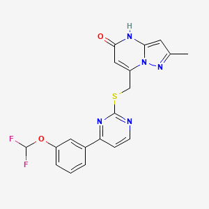 molecular formula C19H15F2N5O2S B10933642 7-[({4-[3-(difluoromethoxy)phenyl]pyrimidin-2-yl}sulfanyl)methyl]-2-methylpyrazolo[1,5-a]pyrimidin-5(4H)-one 