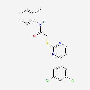 molecular formula C19H15Cl2N3OS B10933645 2-{[4-(3,5-dichlorophenyl)pyrimidin-2-yl]sulfanyl}-N-(2-methylphenyl)acetamide 