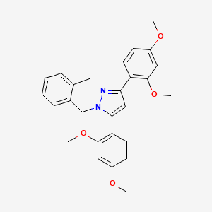 molecular formula C27H28N2O4 B10933672 3,5-bis(2,4-dimethoxyphenyl)-1-(2-methylbenzyl)-1H-pyrazole 