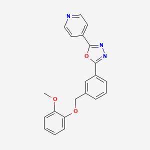 molecular formula C21H17N3O3 B10933706 4-(5-{3-[(2-Methoxyphenoxy)methyl]phenyl}-1,3,4-oxadiazol-2-yl)pyridine 