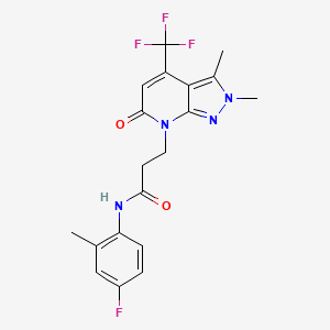 3-[2,3-dimethyl-6-oxo-4-(trifluoromethyl)-2,6-dihydro-7H-pyrazolo[3,4-b]pyridin-7-yl]-N-(4-fluoro-2-methylphenyl)propanamide