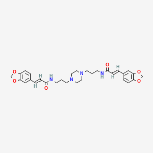 molecular formula C30H36N4O6 B10933738 (2E,2'E)-N,N'-(piperazine-1,4-diyldipropane-3,1-diyl)bis[3-(1,3-benzodioxol-5-yl)prop-2-enamide] 