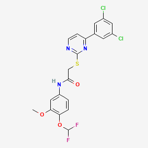 molecular formula C20H15Cl2F2N3O3S B10933744 2-{[4-(3,5-dichlorophenyl)pyrimidin-2-yl]sulfanyl}-N-[4-(difluoromethoxy)-3-methoxyphenyl]acetamide 