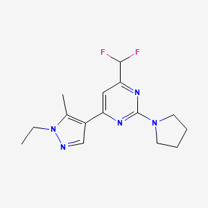 4-(difluoromethyl)-6-(1-ethyl-5-methyl-1H-pyrazol-4-yl)-2-(pyrrolidin-1-yl)pyrimidine