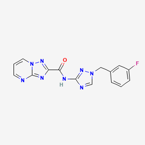 molecular formula C15H11FN8O B10933769 N-[1-(3-fluorobenzyl)-1H-1,2,4-triazol-3-yl][1,2,4]triazolo[1,5-a]pyrimidine-2-carboxamide 