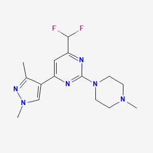 molecular formula C15H20F2N6 B10933781 4-(difluoromethyl)-6-(1,3-dimethyl-1H-pyrazol-4-yl)-2-(4-methylpiperazin-1-yl)pyrimidine 