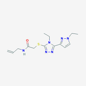 molecular formula C14H20N6OS B10933797 2-{[4-ethyl-5-(1-ethyl-1H-pyrazol-3-yl)-4H-1,2,4-triazol-3-yl]sulfanyl}-N-(prop-2-en-1-yl)acetamide 