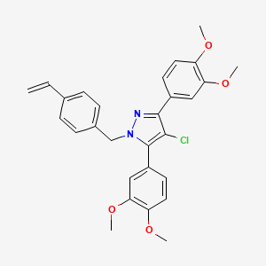 4-chloro-3,5-bis(3,4-dimethoxyphenyl)-1-(4-ethenylbenzyl)-1H-pyrazole