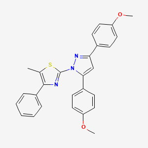 molecular formula C27H23N3O2S B10933811 2-[3,5-bis(4-methoxyphenyl)-1H-pyrazol-1-yl]-5-methyl-4-phenyl-1,3-thiazole 