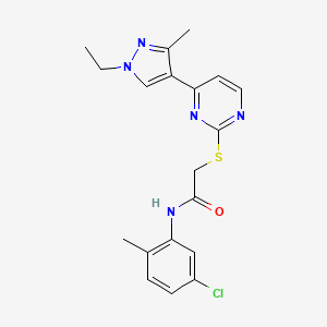 molecular formula C19H20ClN5OS B10933816 N-(5-chloro-2-methylphenyl)-2-{[4-(1-ethyl-3-methyl-1H-pyrazol-4-yl)pyrimidin-2-yl]sulfanyl}acetamide 