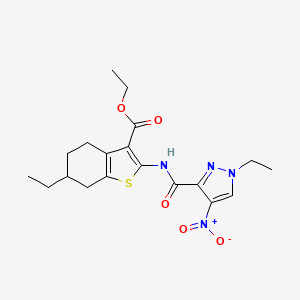 ethyl 6-ethyl-2-{[(1-ethyl-4-nitro-1H-pyrazol-3-yl)carbonyl]amino}-4,5,6,7-tetrahydro-1-benzothiophene-3-carboxylate