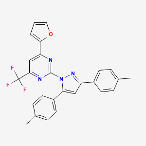 molecular formula C26H19F3N4O B10933820 2-[3,5-bis(4-methylphenyl)-1H-pyrazol-1-yl]-4-(furan-2-yl)-6-(trifluoromethyl)pyrimidine 