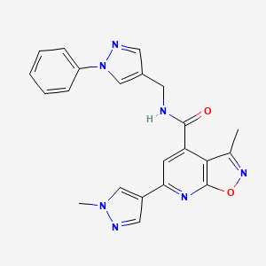 molecular formula C22H19N7O2 B10933857 3-methyl-6-(1-methyl-1H-pyrazol-4-yl)-N-[(1-phenyl-1H-pyrazol-4-yl)methyl][1,2]oxazolo[5,4-b]pyridine-4-carboxamide 