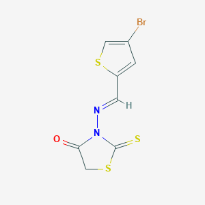 molecular formula C8H5BrN2OS3 B10933880 3-{[(E)-(4-bromothiophen-2-yl)methylidene]amino}-2-thioxo-1,3-thiazolidin-4-one 