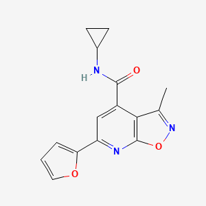 molecular formula C15H13N3O3 B10933941 N-cyclopropyl-6-(furan-2-yl)-3-methyl[1,2]oxazolo[5,4-b]pyridine-4-carboxamide 