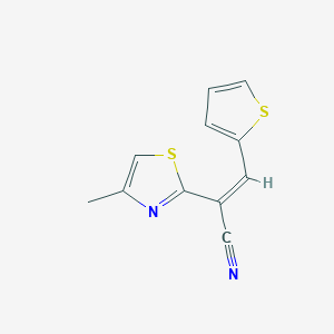 molecular formula C11H8N2S2 B10933946 (2Z)-2-(4-methyl-1,3-thiazol-2-yl)-3-(thiophen-2-yl)prop-2-enenitrile 