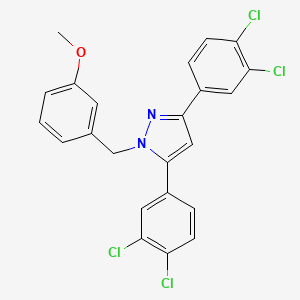 molecular formula C23H16Cl4N2O B10933969 3,5-bis(3,4-dichlorophenyl)-1-(3-methoxybenzyl)-1H-pyrazole 