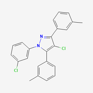 molecular formula C23H18Cl2N2 B10933997 4-chloro-1-(3-chlorophenyl)-3,5-bis(3-methylphenyl)-1H-pyrazole 