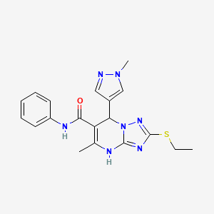 molecular formula C19H21N7OS B10934029 2-(ethylsulfanyl)-5-methyl-7-(1-methyl-1H-pyrazol-4-yl)-N-phenyl-4,7-dihydro[1,2,4]triazolo[1,5-a]pyrimidine-6-carboxamide 