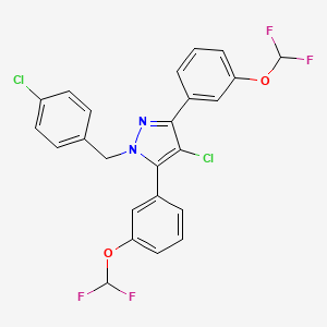 molecular formula C24H16Cl2F4N2O2 B10934065 4-chloro-1-(4-chlorobenzyl)-3,5-bis[3-(difluoromethoxy)phenyl]-1H-pyrazole 