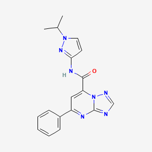 molecular formula C18H17N7O B10934067 5-phenyl-N-[1-(propan-2-yl)-1H-pyrazol-3-yl][1,2,4]triazolo[1,5-a]pyrimidine-7-carboxamide 