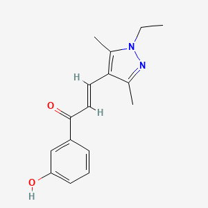 molecular formula C16H18N2O2 B10934075 (2E)-3-(1-ethyl-3,5-dimethyl-1H-pyrazol-4-yl)-1-(3-hydroxyphenyl)prop-2-en-1-one 