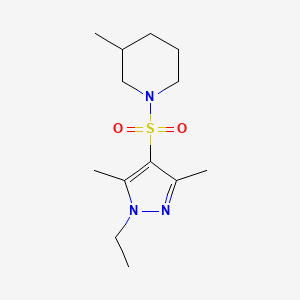 molecular formula C13H23N3O2S B10934080 1-[(1-ethyl-3,5-dimethyl-1H-pyrazol-4-yl)sulfonyl]-3-methylpiperidine 