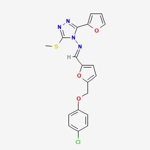 N-[(E)-{5-[(4-chlorophenoxy)methyl]furan-2-yl}methylidene]-3-(furan-2-yl)-5-(methylsulfanyl)-4H-1,2,4-triazol-4-amine